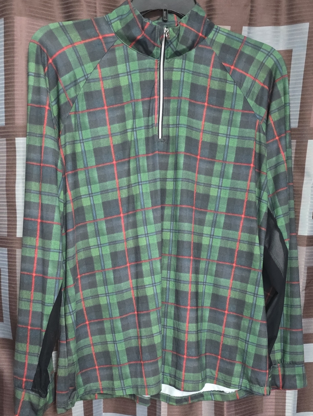 Men's Green Plaid Half-Zip Jacket
